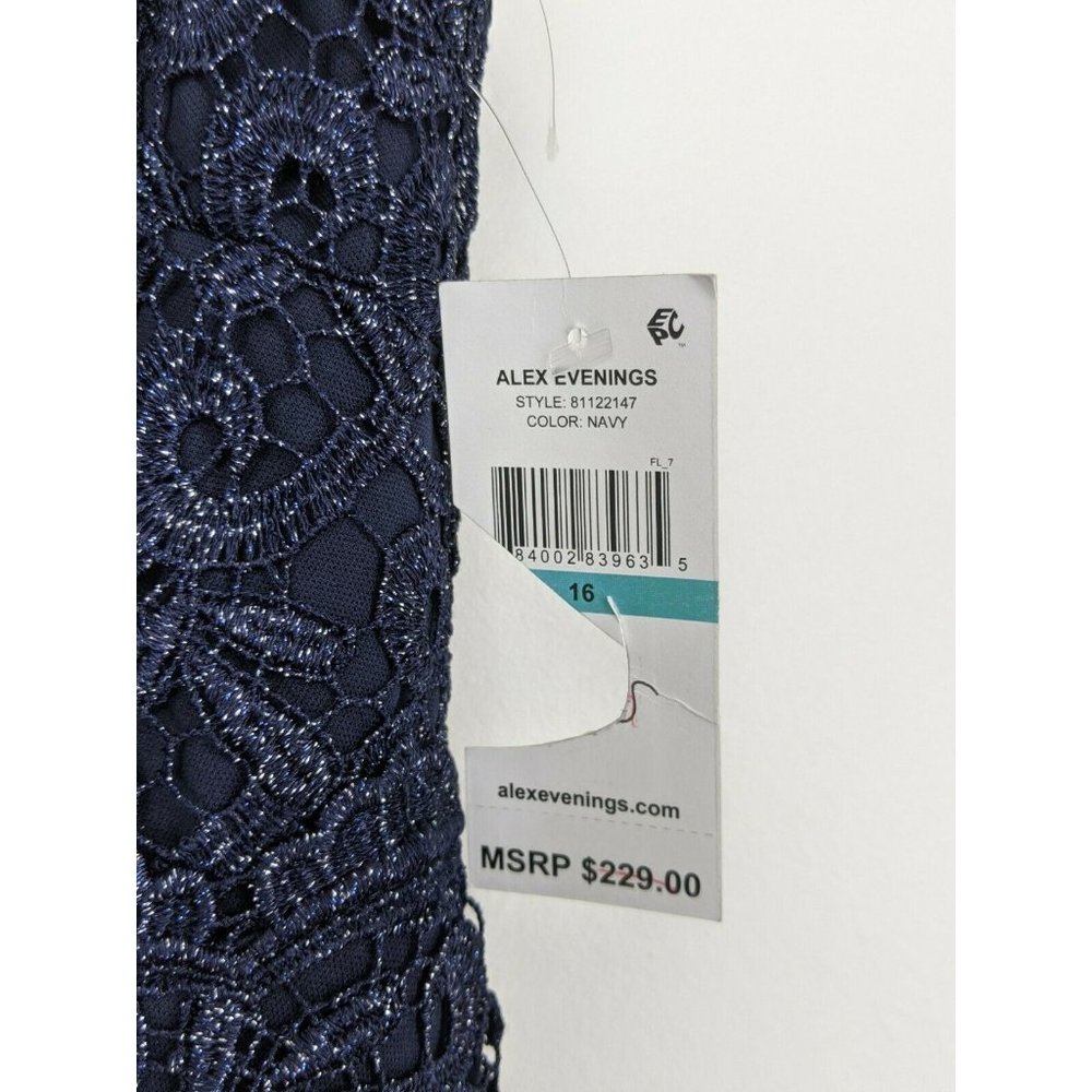 NWT Alex Evenings Gown Metalic Lace Bodice Chiffon - Picture 8 of 10